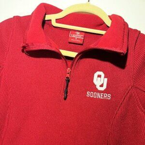 Colosseum Women's Logo Oklahoma Sooners Quarter Zip Pullover Ribbed Sweater Sz S